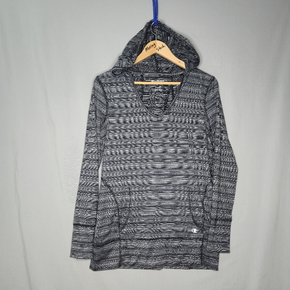 Champion Ladies Gray Striped Long Sleeve Hoodie Size S - Picture 1 of 8